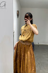 Mutedance Silk Waist Short Sleeve Shirt Series MD-MD24SS67-JIN Gold PM122